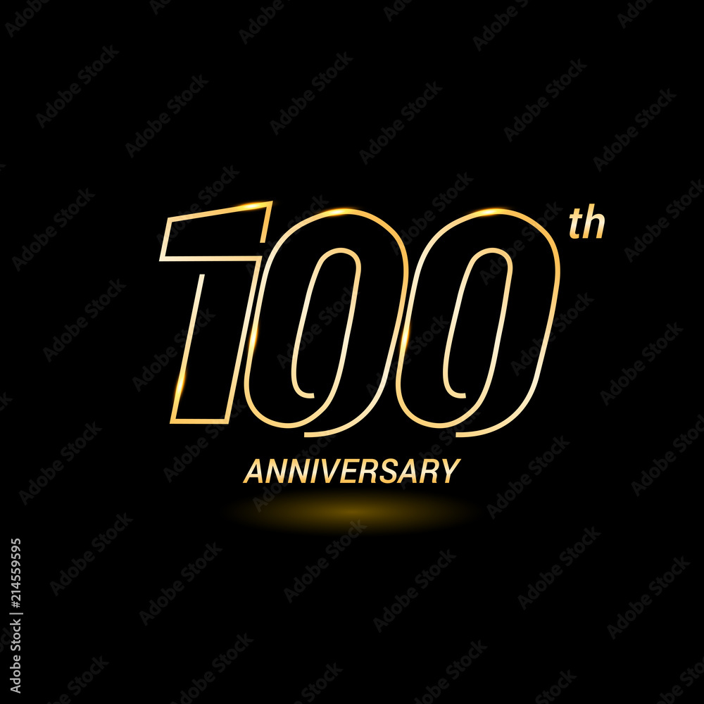 100 years golden line anniversary celebration logo design
