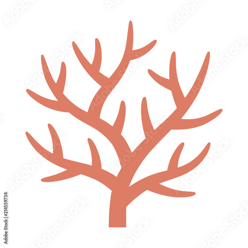 Staghorn branching coral in coral reef flat vector color icon for marine life apps and websites