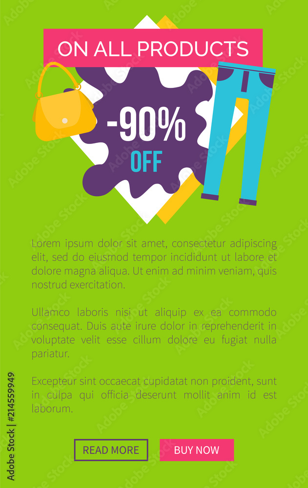 Fototapeta premium On All Products 90 Total Sale Poster Promo Label