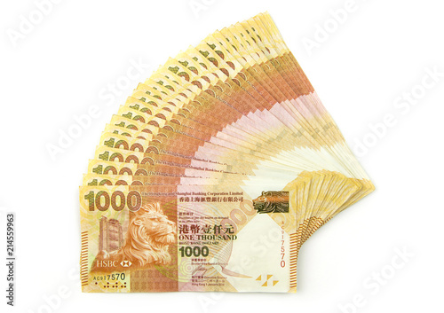 Hong Kong one thousand dollar , Hong Kong bank note background.