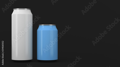 Big white and small blue soda cans mockup