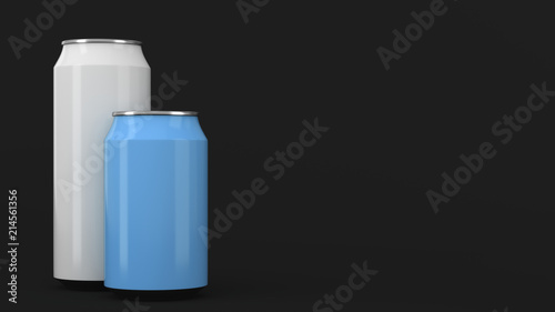 Big white and small blue soda cans mockup