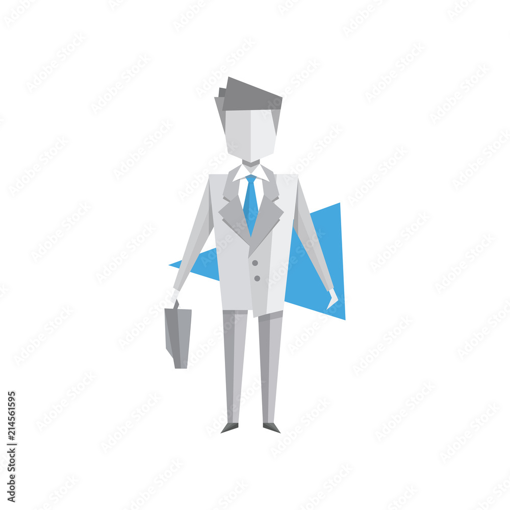 Businessman standing with briefcase vector Illustration on a white background Businessman standing with briefcase vector Illustration on a white background