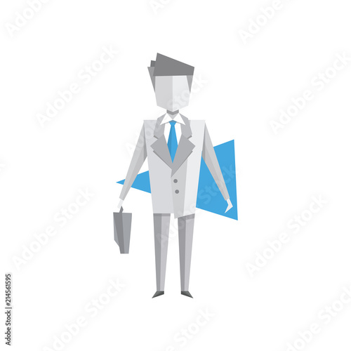 Businessman standing with briefcase vector Illustration on a white background