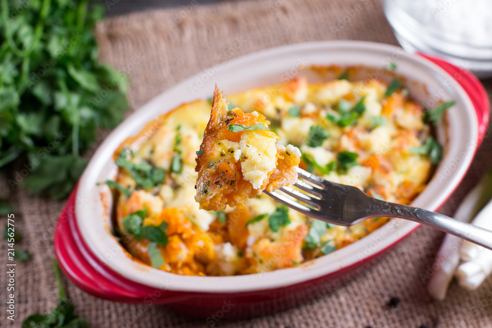 Cooking pumpkin baked with cheese Cooking pumpkin baked with cheese