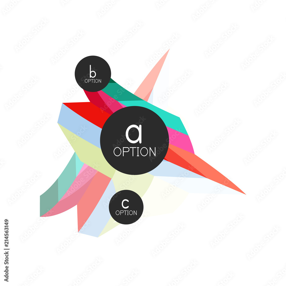 Abstract colorful geometric option infographics design template with sample abc options. Abstract background for business presentation or information banner Abstract colorful geometric option infographics design template with sample abc options. Abstract background for business presentation or information banner
