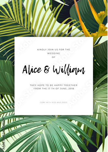 Floral wedding invitation w...