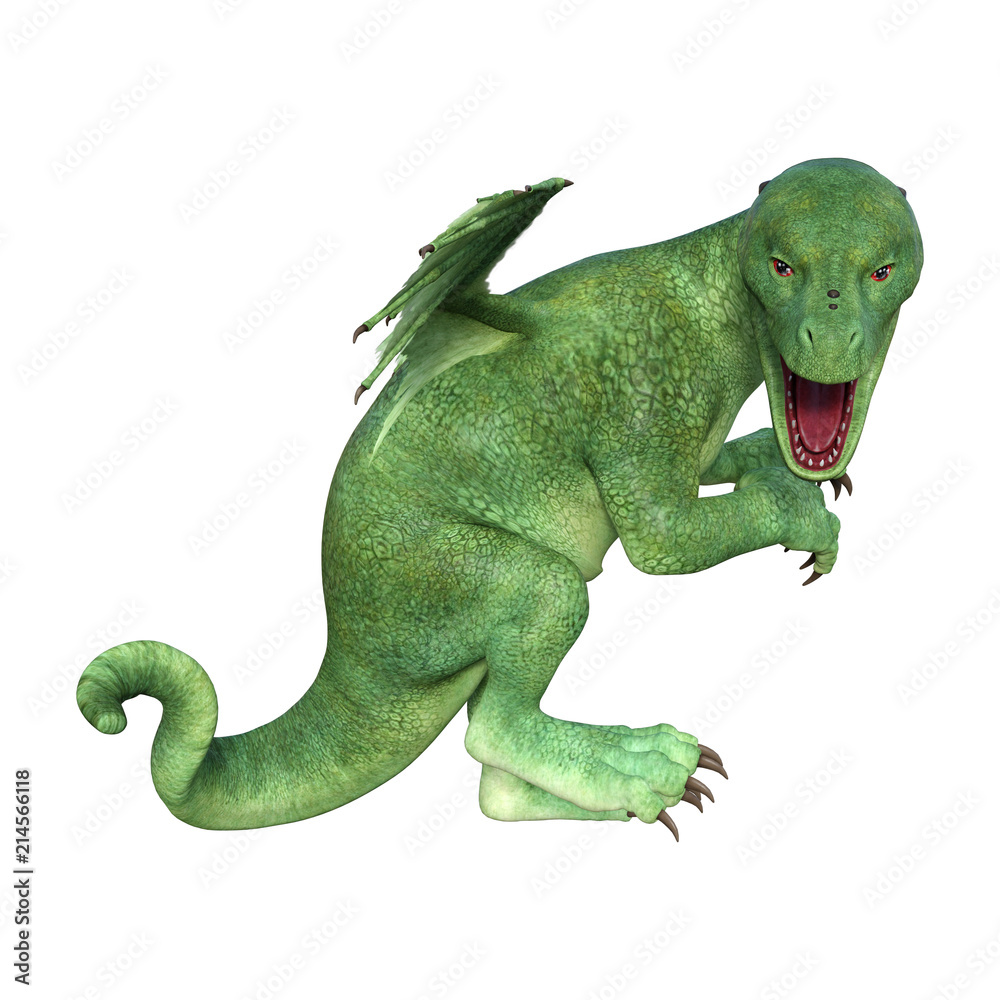 Obraz premium 3D Rendering Fantasy Hatchling Dragon on White