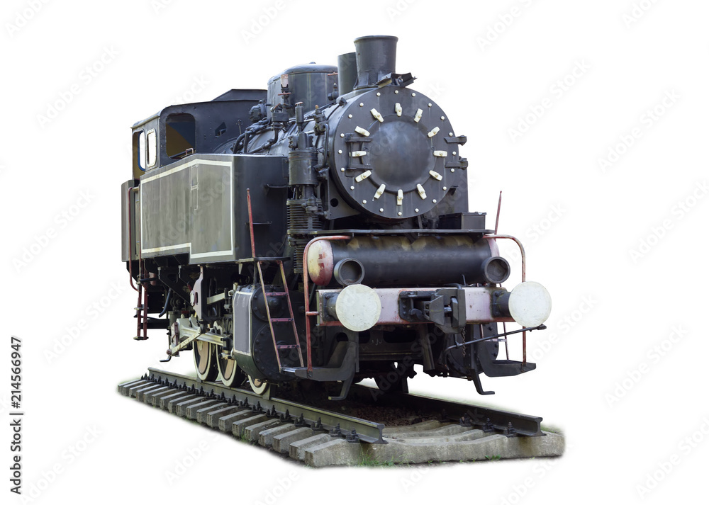 Small old steam locomotive on a white background Small old steam locomotive on a white background