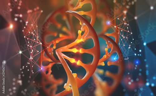 DNA. Research molecule. Scientific breakthrough in human genetics. 3D illustration analysis of structure genome photo