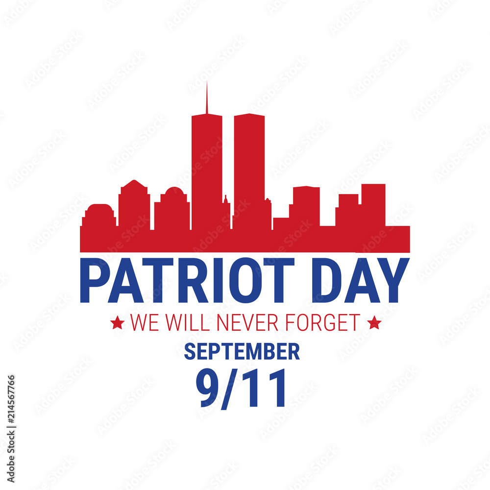 Vector patriot day illustration. We will newer forget 9\11/ Vector patriotic illustration with american flag Vector patriot day illustration. We will newer forget 9\11/ Vector patriotic illustration with american flag