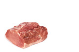 Fresh Pork meat slice. Isolated on a white background, copy space template
