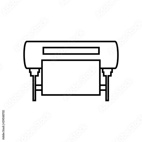 Plotter vector line icon. Large format inkjet printing machine. photo