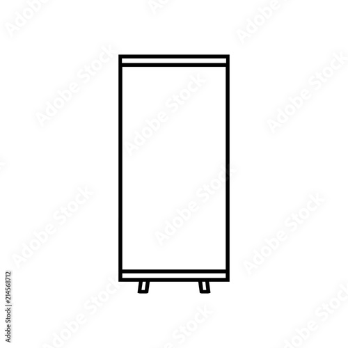 Roll up vector line icon. Form of printed advertising.