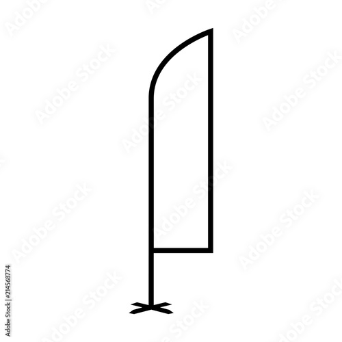 Outdoor feather advertising promo flag banner - vector line icon. Form of printed advertising.