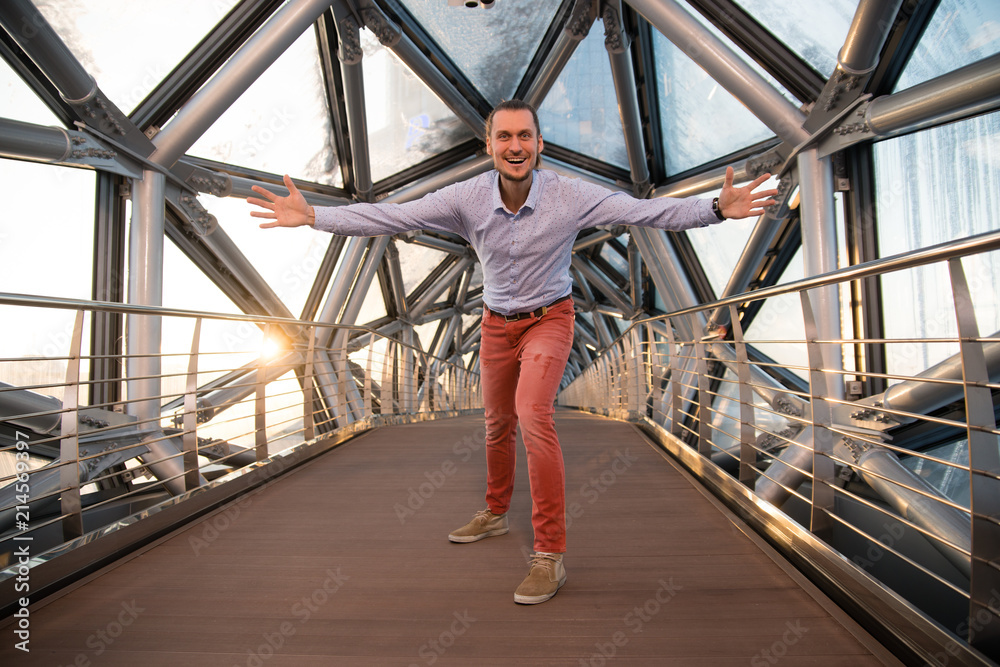 man standing in a corridor 