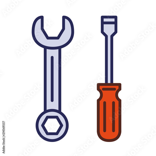 Tools, settings icon. Line colored flat vector illustration. Isolated on white background.
