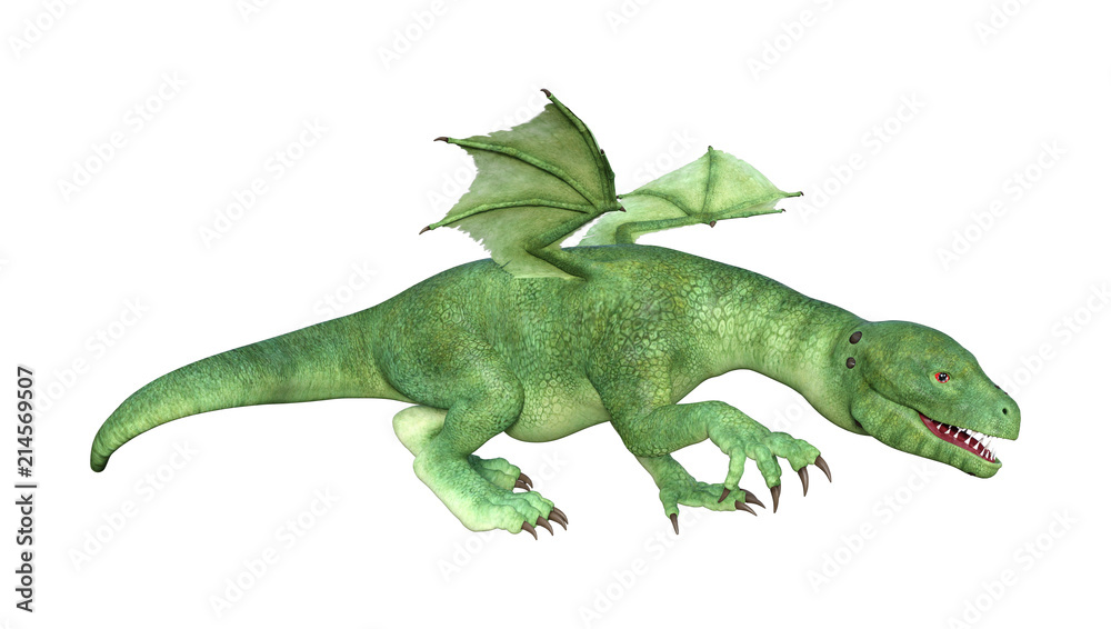Fototapeta premium 3D Rendering Fantasy Hatchling Dragon on White
