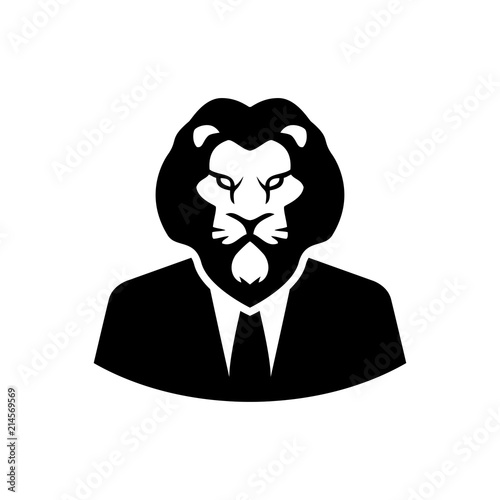 Icono plano hombre con cabeza leon en color negro