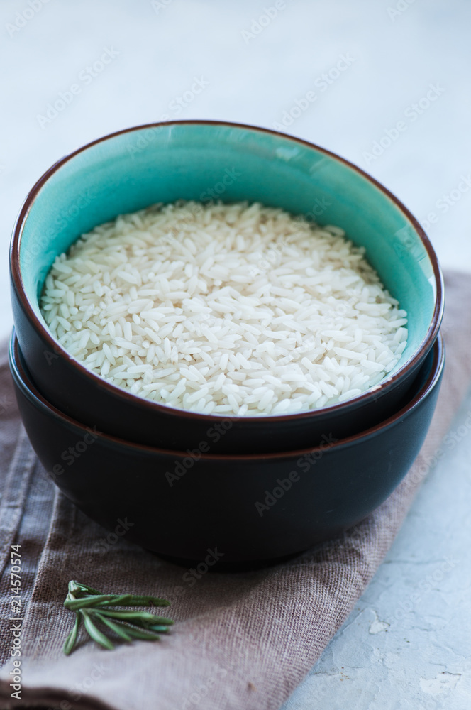Close up of jasmine rice in a bowl. Toned.