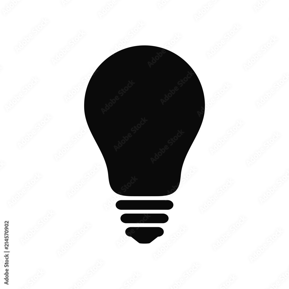 Black light bulb icon. Idea and creativity symbol. Black light bulb icon. Idea and creativity symbol.