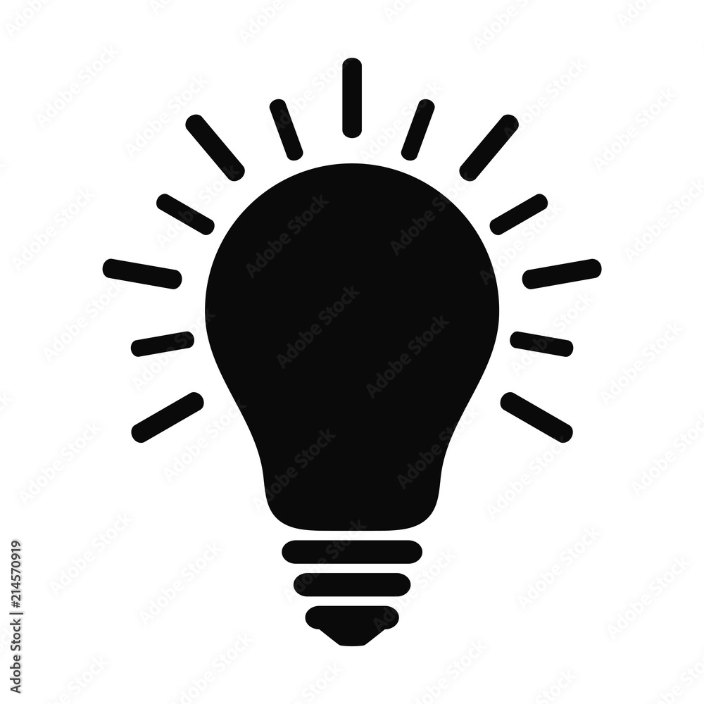 Black light bulb icon with rays. Idea and creativity symbol. Stock Vector |  Adobe Stock