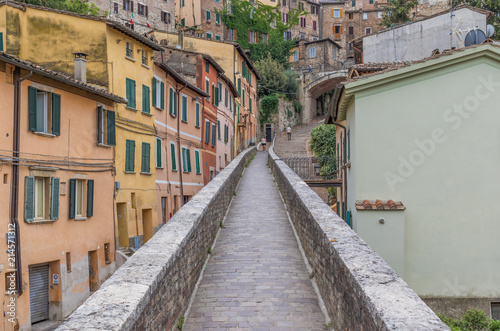 Perugia  Italy - Perugia is one of the most interesting cities in Umbria. Here in particular a view of the medieval Old Town and its narrow alleys