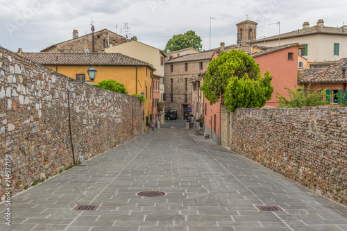 Perugia, Italy - Perugia is one of the most interesting cities in Umbria. Here in particular a view of the medieval Old Town and its narrow alleys #214572179