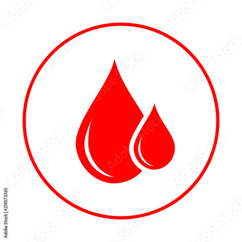 Donor blood icon. Symbol of red blood drops in circumference. Flat vector illustration for web design