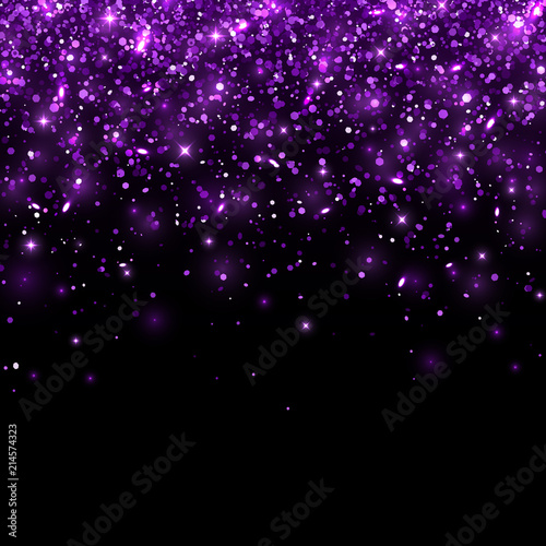 Purple glitter on black background. Vector