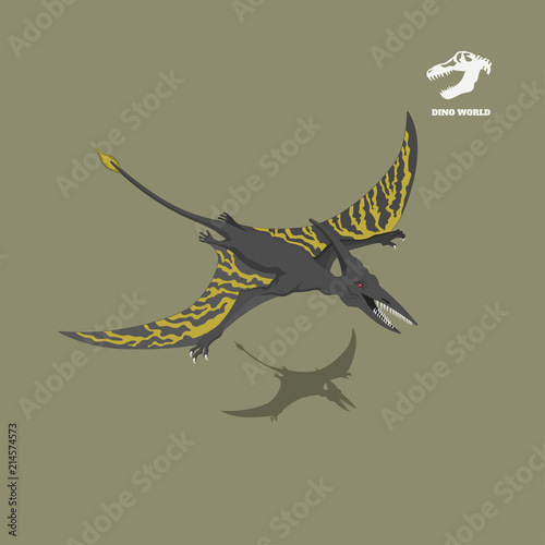 Dinosaur pterodactylus in isometric style. Isolated image of jurassic monster. Cartoon dino 3d icon. Vector illustration