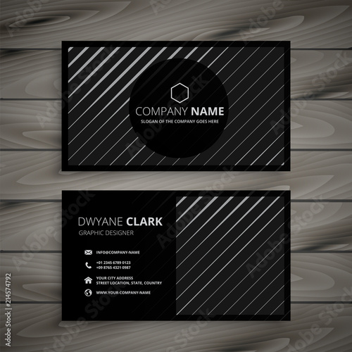 black business card with diagonal lines