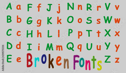 3d font in the style of a broken or cracked. Vector illustration. It's easy to change the color.