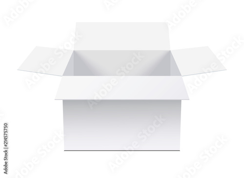 Open Box,Packing box, realistic white open box, vector illustration
