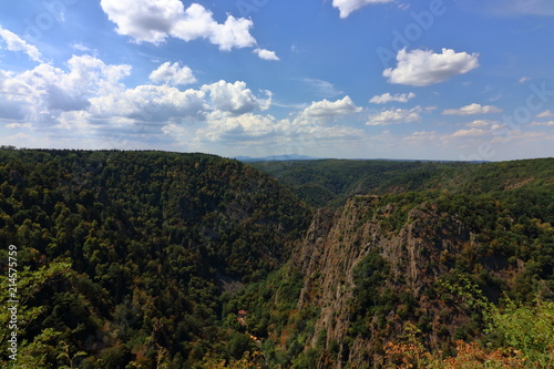 Harz landscape panorama  view into the famous Bode Gorge  Harz Mountains  Saxony-Anhalt  Germany