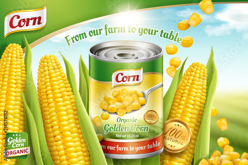 Organic canned corn ads