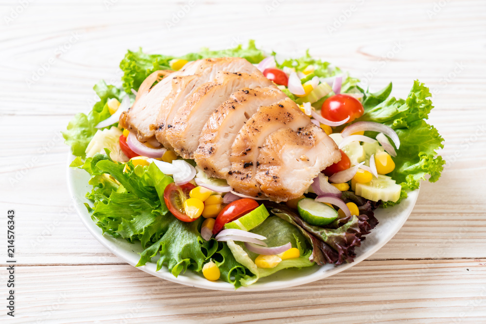 Healthy salad bowl with chicken breast Healthy salad bowl with chicken breast