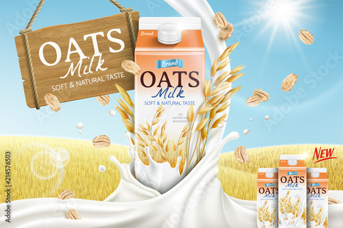 Oats milk ads with carton container