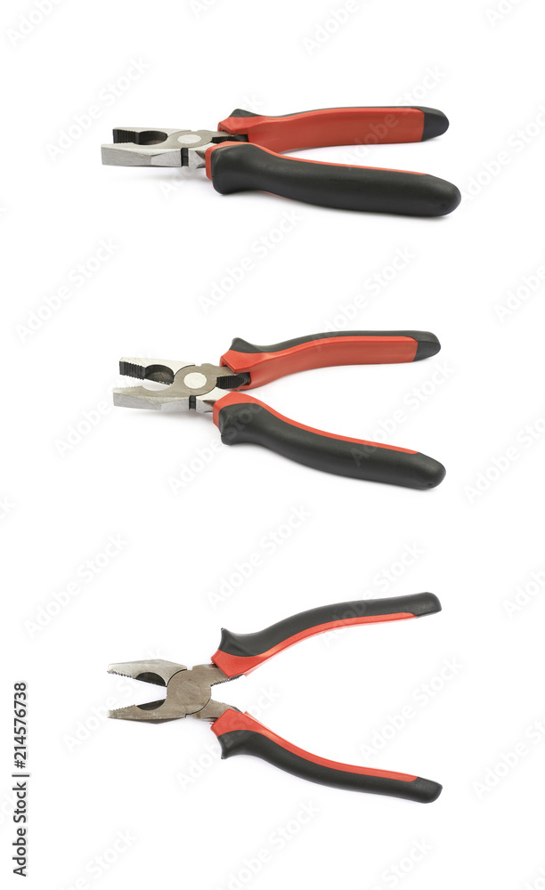 Black and red pliers tool isolated Black and red pliers tool isolated