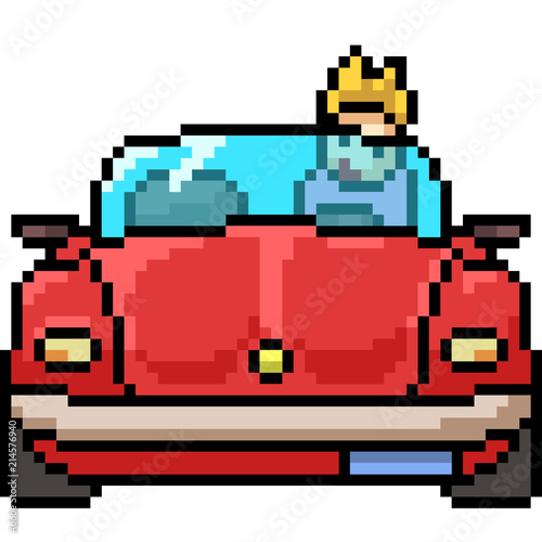 vector pixel art convertible car front