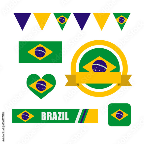 Brazil flag and banner set