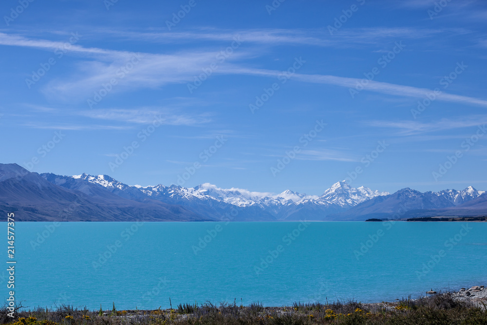 Mount Cook from lake Pukaki, New Zealand.