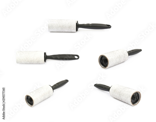 Sticky roller for clothes isolated