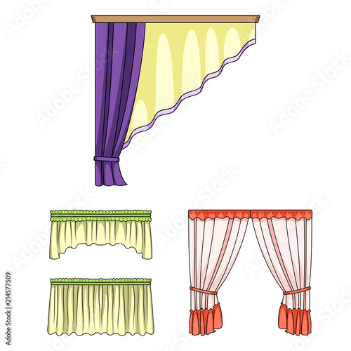Different kinds of curtains cartoon icons in set collection for design. Curtains and lambrequins vector symbol stock web illustration.
