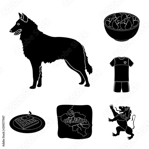 Country Belgium black icons in set collection for design.Travel and attractions Belgium vector symbol stock web illustration.
