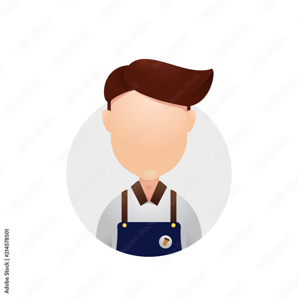 Barista coffeshop avatar head face plain icon illustration