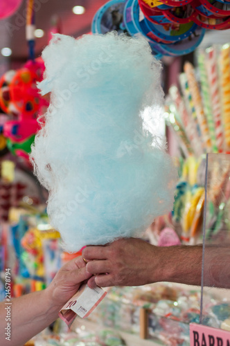 closeup of cotton candy in attraction park