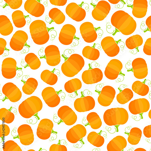 Fresh vegetable seamless pattern. Modern texture background design with abstract ordered pumpkin or squash vegetables in natural orange and yellow colors. Cute vector illustration for wrapping paper
