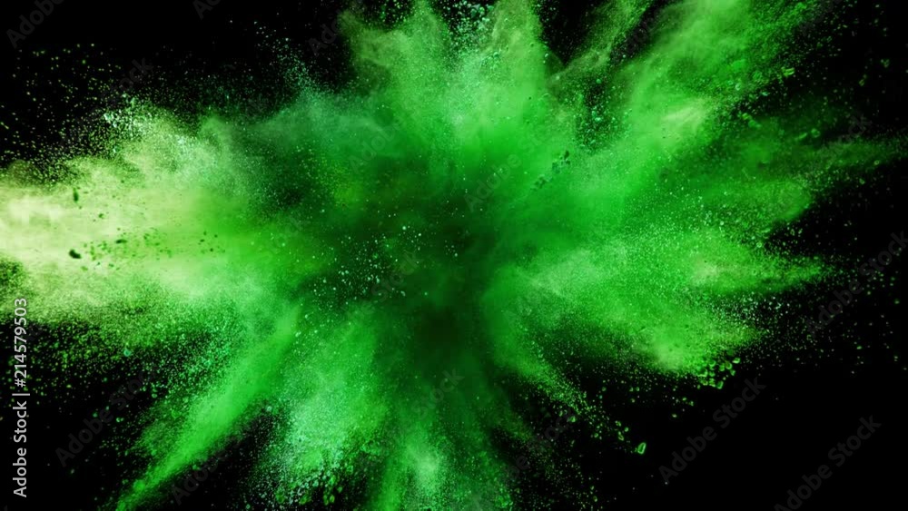 Super slow motion of colored powder explosion isolated on black background. Filmed on high speed cinema camera, 1000fps.