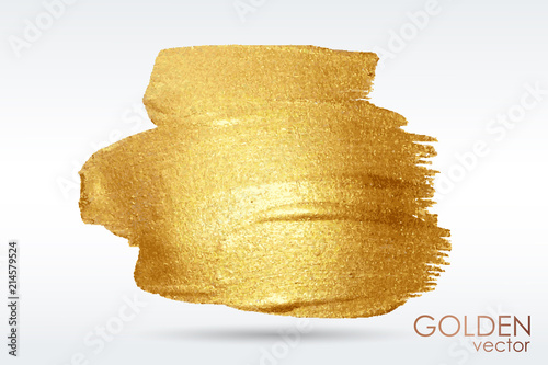 Smear with an artistic brush. Gold grunge texture in a frame. A brilliant festive pattern. Light background. Vector abstract image. A high resolution.